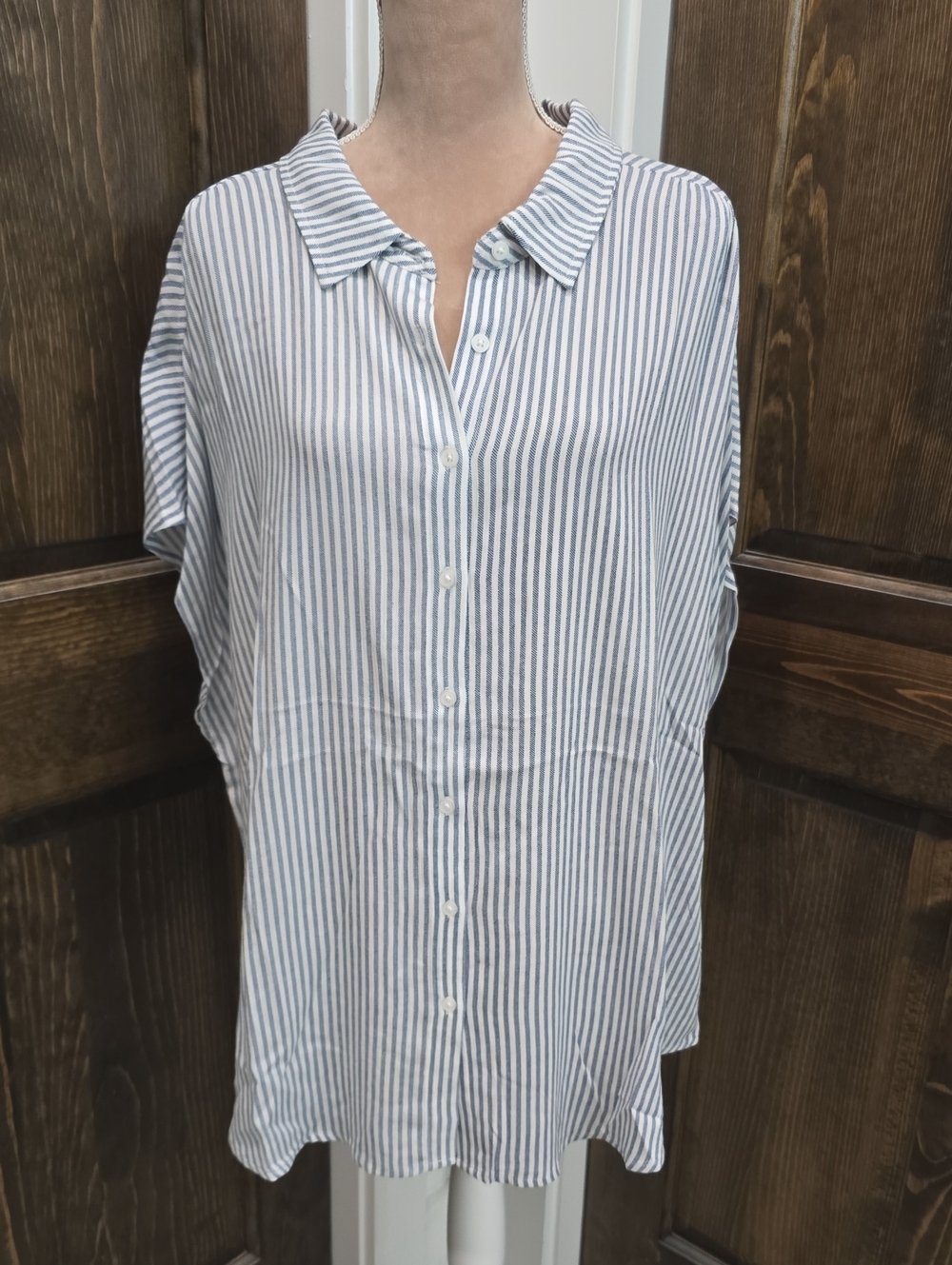torrid Light Blue & White Vertical Stripe Button-Down Shirt